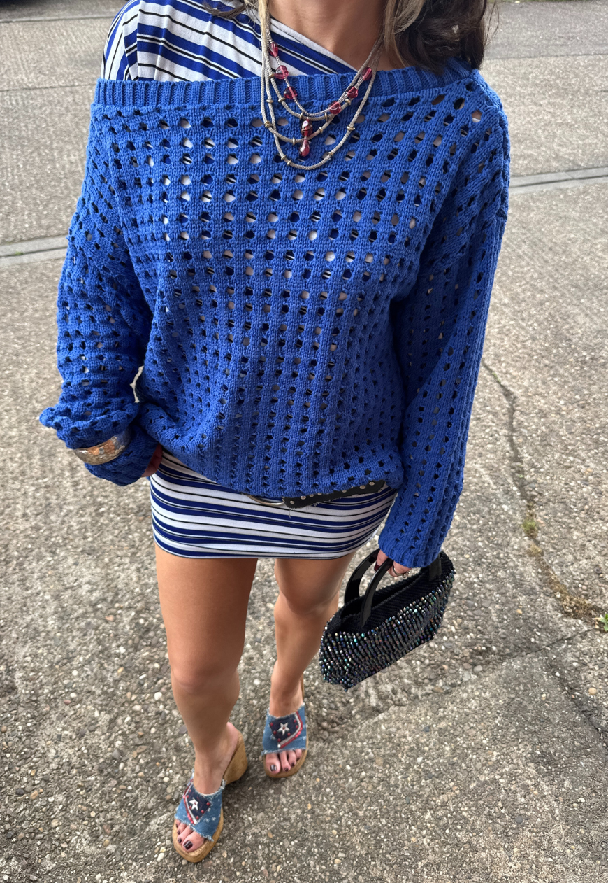 cobalt slouch mesh hissy knit jumper